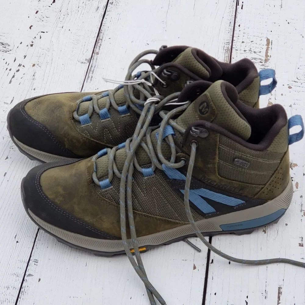 Merrell J99622 Zion Mid Waterproof Hiking Shoes Lace Up Olive Women Sz 7 / 37.5 - Picture 11 of 14